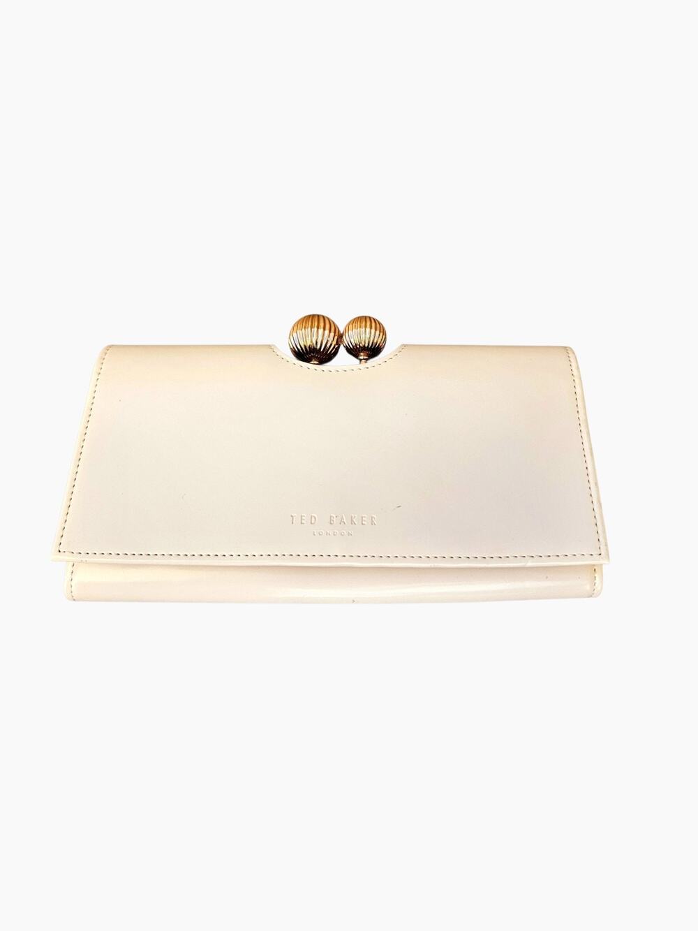 Ted Baker London Blush Pink Leather Matinee Wallet Rose Gold Kiss Lock NWT